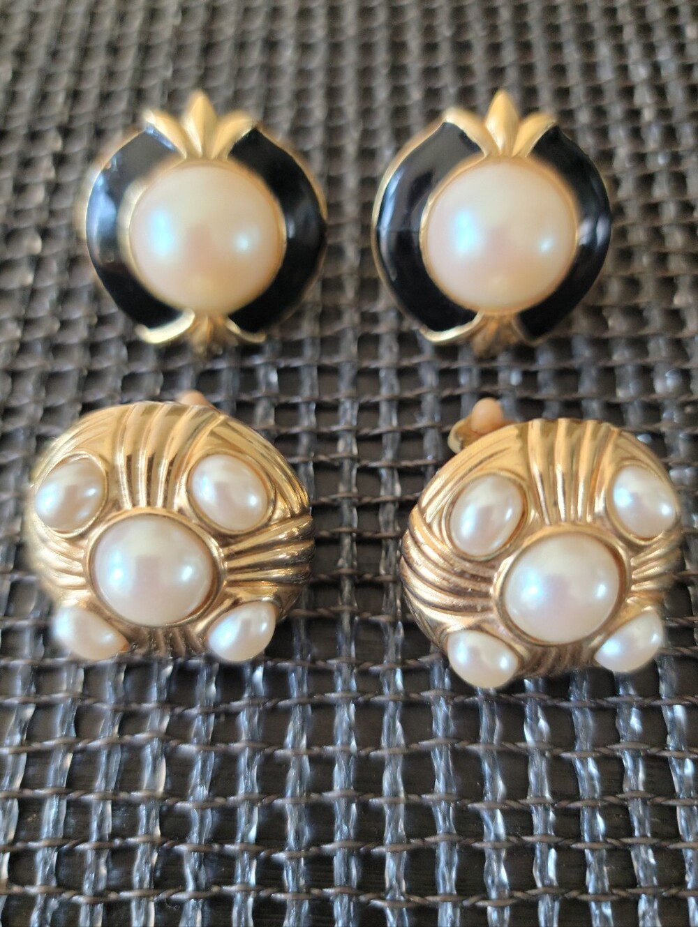 Gold Pearl Statement Clip On Earrings Bundle
